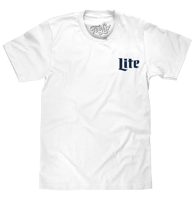 Men’s short-sleeve glide tops-Miller Lite Beer Front and Back Print T-Shirt - White