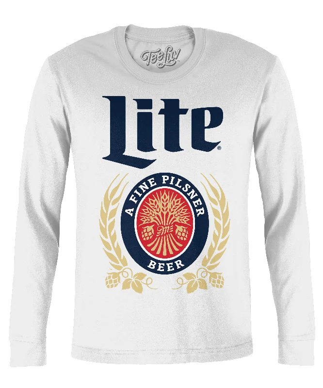 Men’s short-sleeve yank shirts-Miller Lite Beer Long Sleeve T-Shirt - White