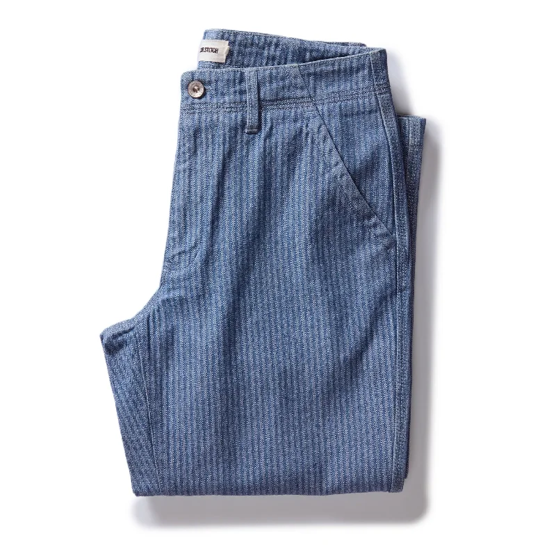 Men's sporty slim jogger pants-The Morse Pant in Bleached Indigo Herringbone