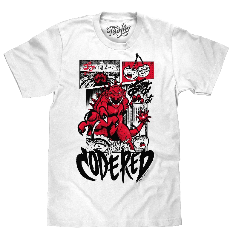 Men’s short-sleeve unlined tops-Mtn Dew Code Red Comic Book T-Shirt - White