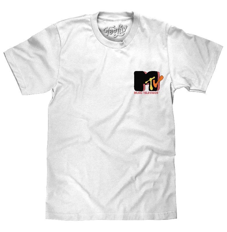 Men’s short-sleeve zesty tops-MTV 80s Logo Front/Back Print T-Shirt - White