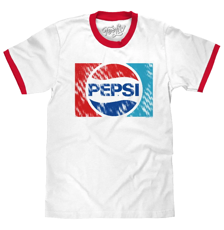 Men’s short-sleeve camo tees-Pepsi Ringer T-Shirt - White and Red