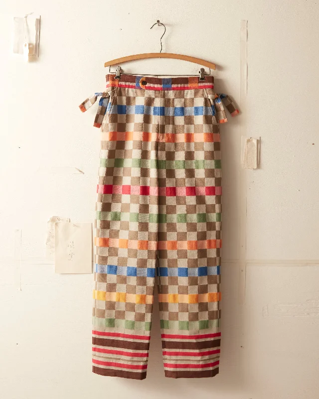 Men's breezy loose fit pants-Picnic Plaid Trousers