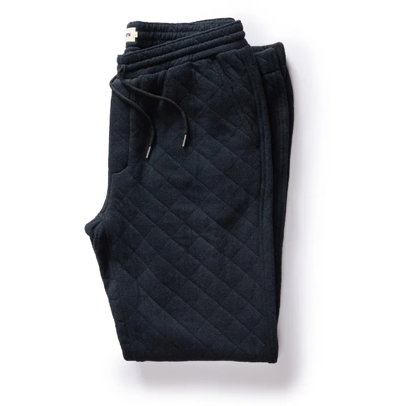 Men's pure cotton sweatpants-The Quilted Jersey Pant in Midnight Heather