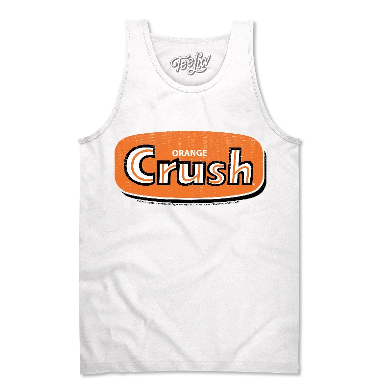 Men’s short-sleeve warp polos-Retro Orange Crush Logo Tank Top - White