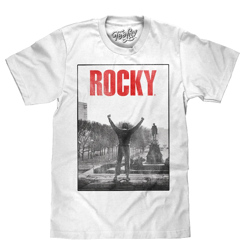 Men’s short-sleeve low-key polos-Rocky Stairs T-Shirt - White