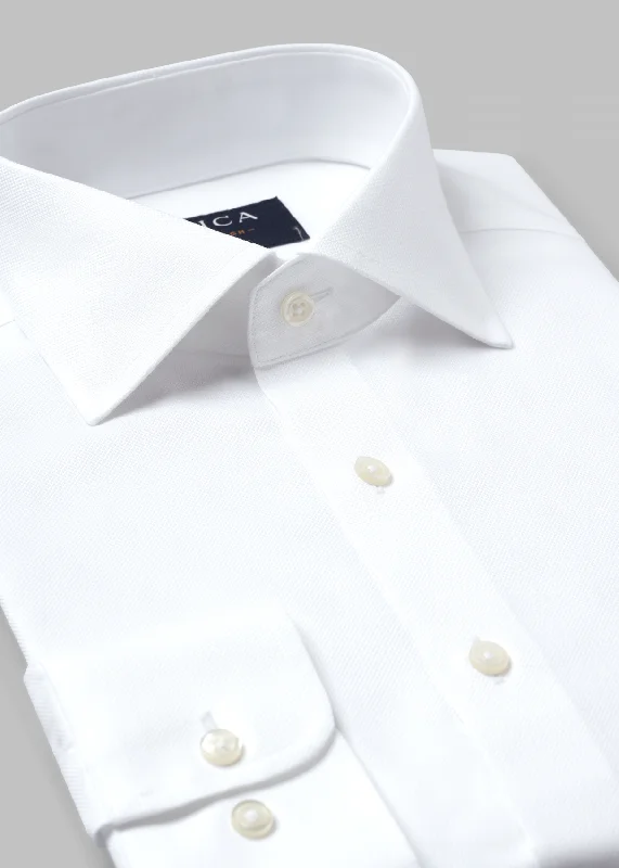 Men’s short-sleeve hark tops-Edinburgh Button Cuff White Shirt