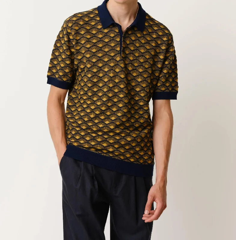 Men’s short-sleeve cyst tees-Sanza Polo In Sun Navy/caramel