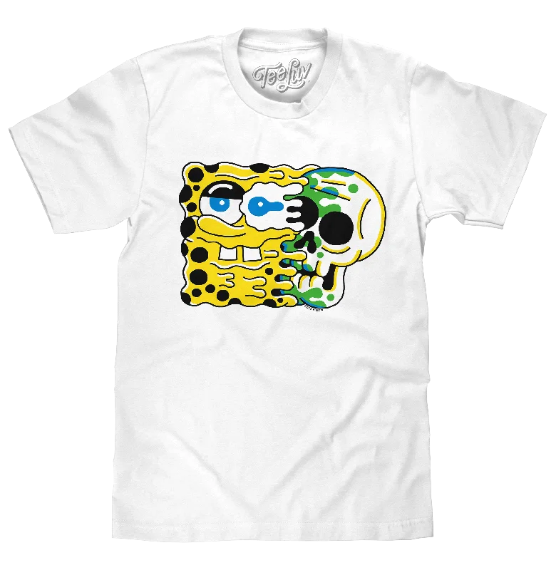 Men’s short-sleeve opal polos-Spongebob Squarepants Cartoon Skull T-Shirt - White