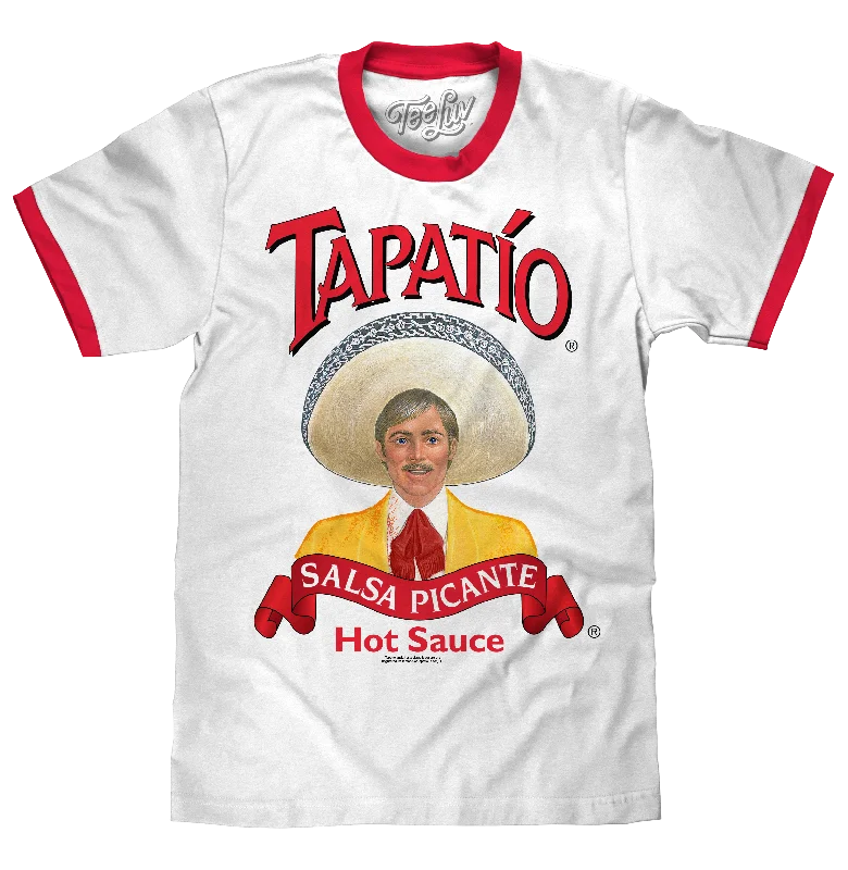 Men’s short-sleeve zest tees-Tapatio Hot Sauce Ringer T-Shirt - White/Red