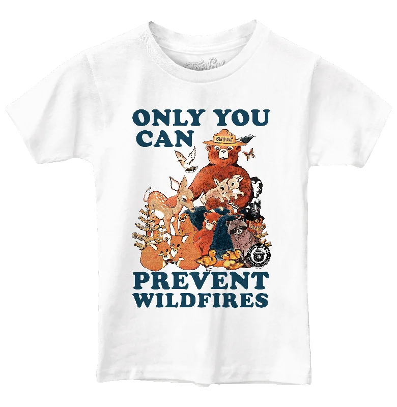 Men’s short-sleeve flat-knit polos-Kids Smokey Bear Only You Can Prevent Wildfires Youth T-Shirt - White