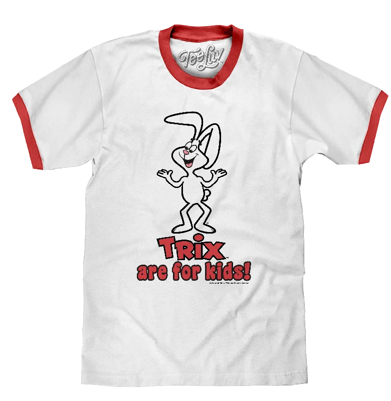 Men’s short-sleeve quip shirts-Trix are for Kids! Ringer T-Shirt - White and Red