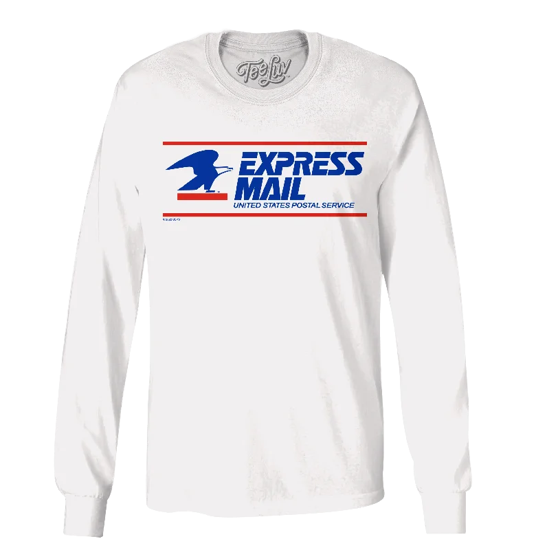 Men’s short-sleeve kilt tees-USPS Express Mail Long Sleeve T-Shirt - White