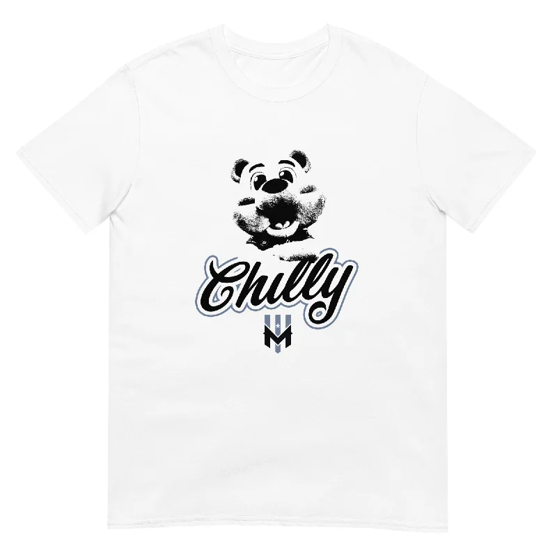 Men’s short-sleeve rugged fit shirts-Wind Chill White "Chilly the Mascot" T-Shirt