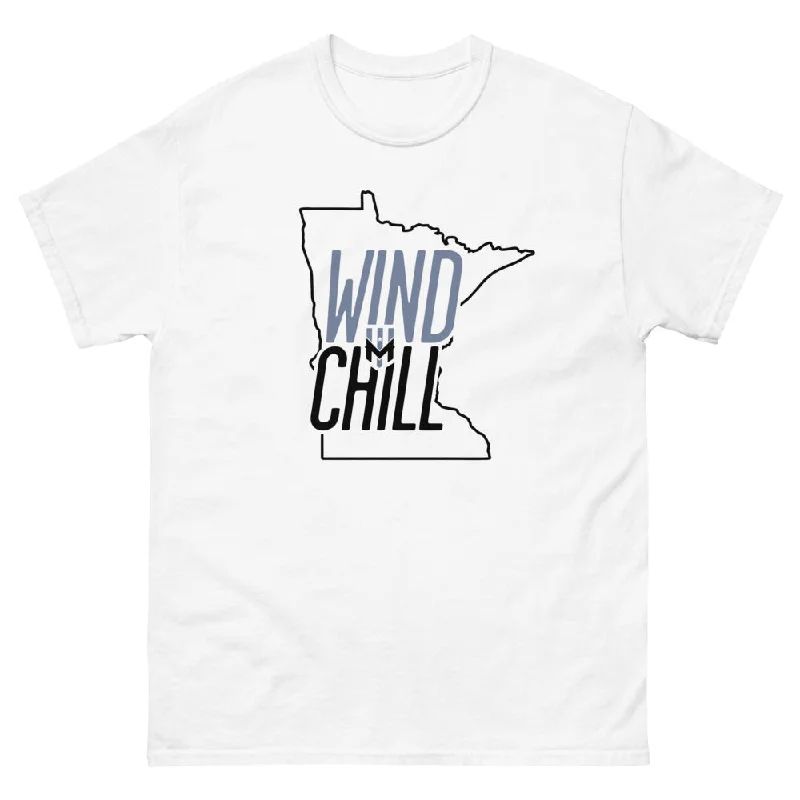 Men’s short-sleeve earthy tees-Wind Chill White State Outline T-Shirt