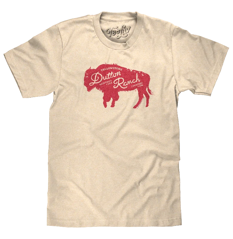 Men’s short-sleeve neo polos-Yellowstone Dutton Ranch Bison T-Shirt - Vintage White